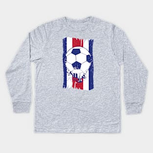 Vintage Costa Rican Flag with Football // Retro Costa Rica Soccer Kids Long Sleeve T-Shirt